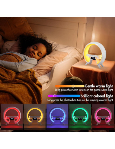 Lámpara de Mesa KUIDEHACUL 5 en 1 con Cargador Inalámbrico 15W