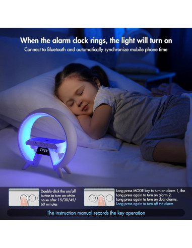 Lámpara de Mesa KUIDEHACUL 5 en 1 con Cargador Inalámbrico 15W