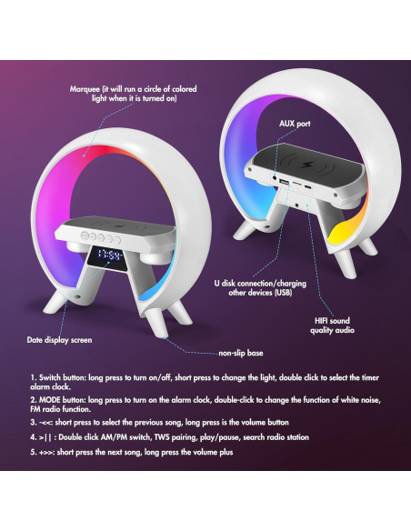 Lámpara de Mesa KUIDEHACUL 5 en 1 con Cargador Inalámbrico 15W Lámpara de Mesa KUIDEHACUL 5 en 1 con Cargador Inalámbrico 15W