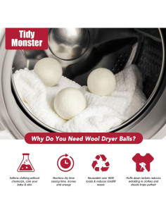 Bolas de Secadora de Lana Tidy Monster XL - Paquete de 6 2