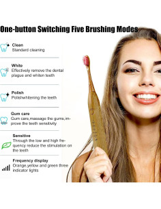 Cepillo de Dientes Eléctrico MgcSto de Bambú - 4 Cabezas Reemplazables 2