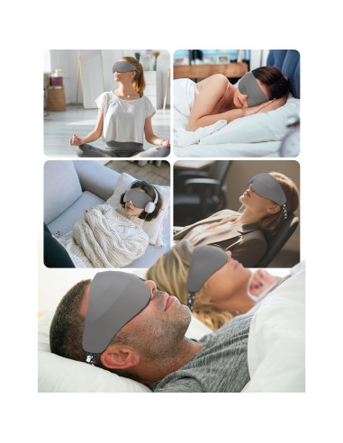 Máscara de Sueño EVA BELLE 3D Bloqueo de Luz Ajustable Gris