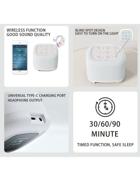 Máquina de Sonido Ruido Blanco LIKE SA16 con Bluetooth y Luz Nocturna