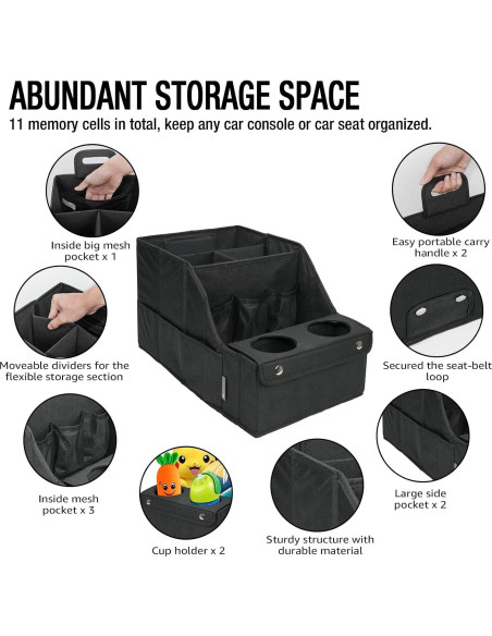 Organizador de Asiento de Coche MULISOFT Negro 11 Compartimentos