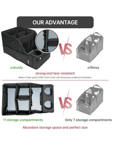 Organizador de Asiento de Coche MULISOFT Negro 11 Compartimentos
