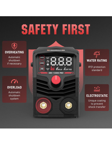 Soldador de Varilla YESWELDER ARC-125DS 125A LED Portátil