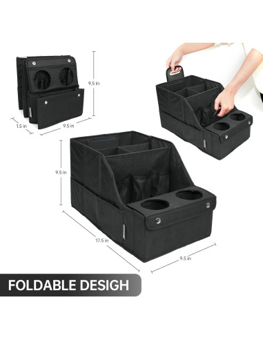 Organizador de Asiento de Coche MULISOFT Negro 11 Compartimentos