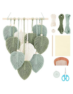 Kit de Macramé DIY Freebloss Hoja Verde para Principiantes