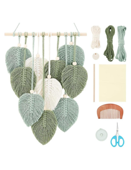 Kit de Macramé DIY Freebloss Hoja Verde para Principiantes Kit de Macramé DIY Freebloss Hoja Verde para Principiantes