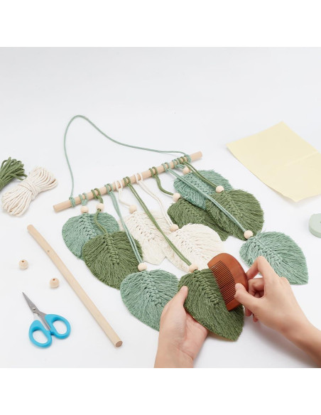 Kit de Macramé DIY Freebloss Hoja Verde para Principiantes Kit de Macramé DIY Freebloss Hoja Verde para Principiantes