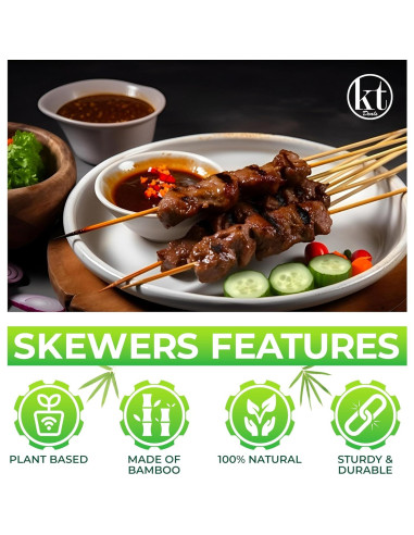 100 Palitos de Bambú 40.64 cm para Brochetas BBQ KT Deals