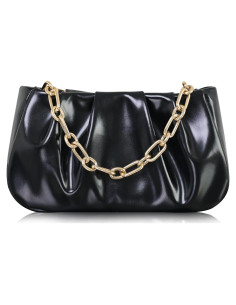 Bolso Clutch Antirrobo Popizard Negro con Cadena y Correa Ajustable