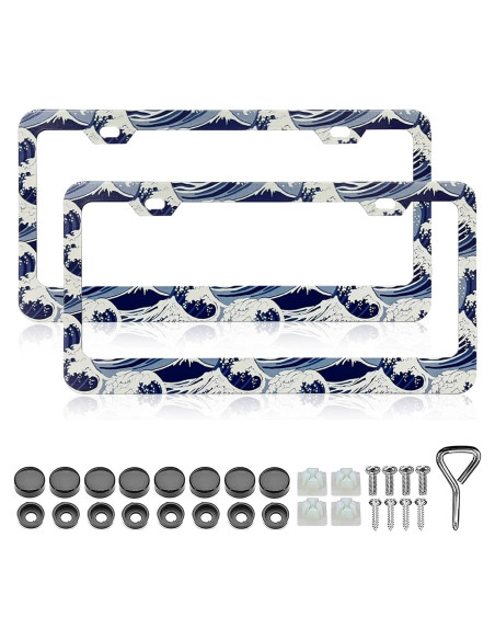 Marco de Placa de Licencia Aluminio LIN KANG Olas del Océano