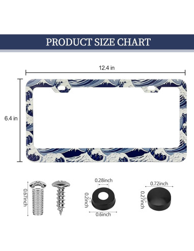 Marco de Placa de Licencia Aluminio LIN KANG Olas del Océano