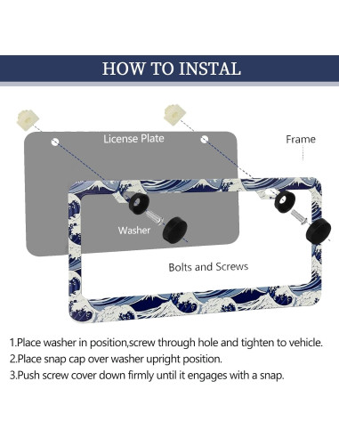 Marco de Placa de Licencia Aluminio LIN KANG Olas del Océano