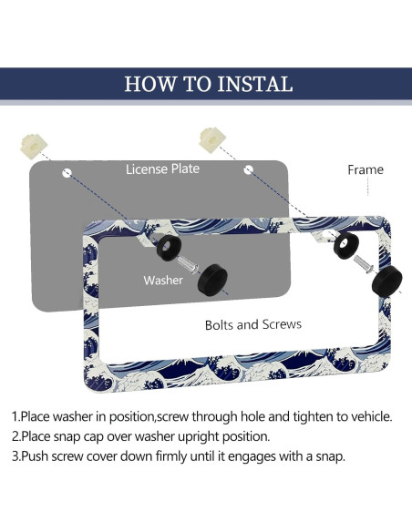 Marco de Placa de Licencia Aluminio LIN KANG Olas del Océano
