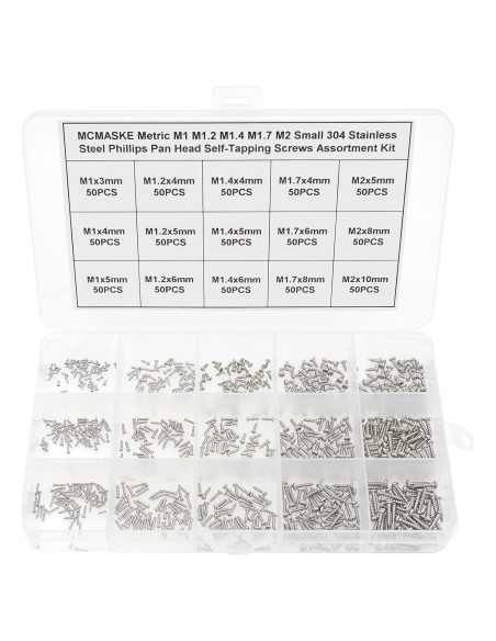 Kit de Tornillos Autorroscantes Phillips Acero Inoxidable 750PCS