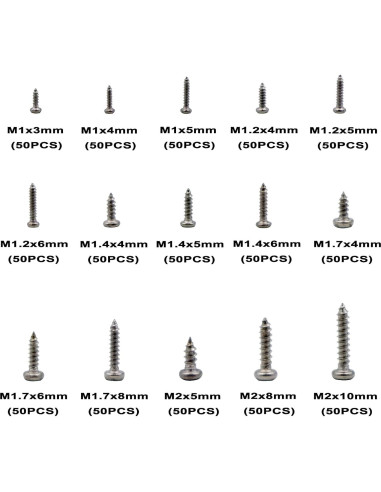 Kit de Tornillos Autorroscantes Phillips Acero Inoxidable 750PCS