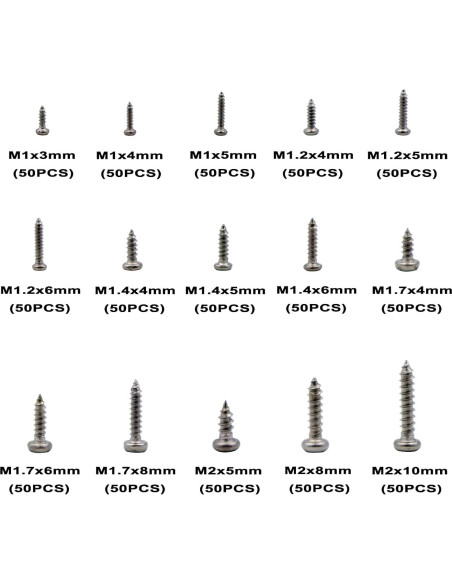 Kit de Tornillos Autorroscantes Phillips Acero Inoxidable 750PCS