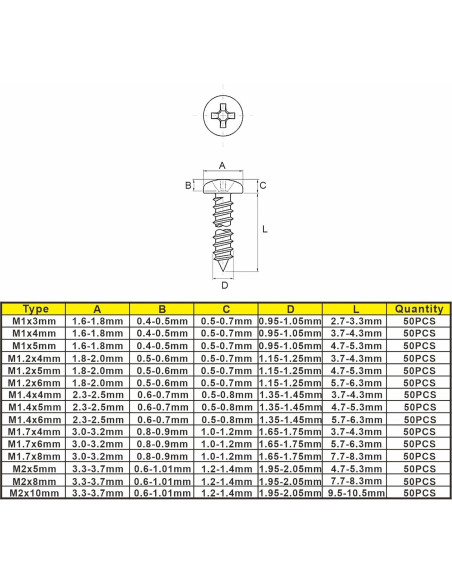 Kit de Tornillos Autorroscantes Phillips Acero Inoxidable 750PCS