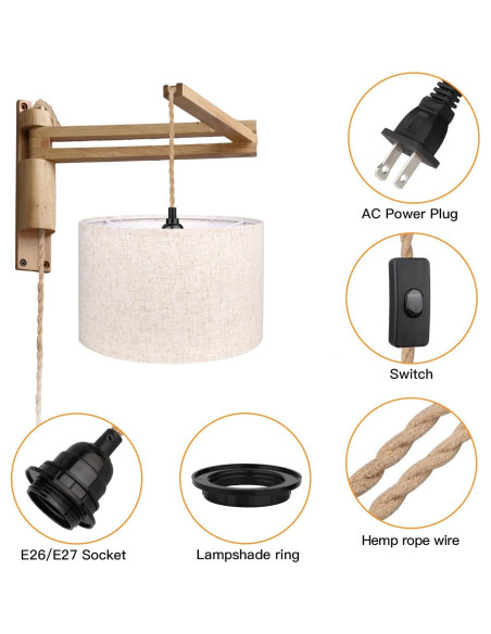 Lámpara Colgante Zevnico 5m con Pantalla de Lino Beige