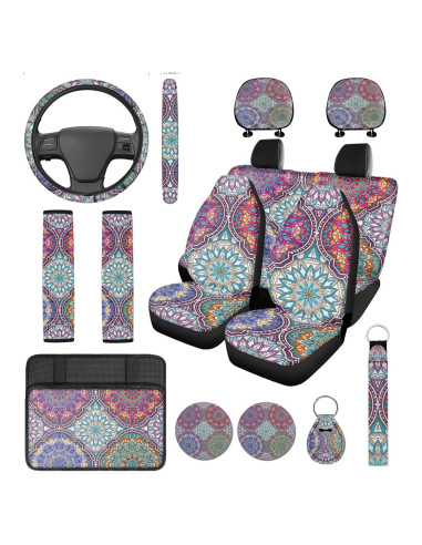 Juego Completo Fundas de Asiento de Coche DBBXHZJY Mandala 14 Pcs