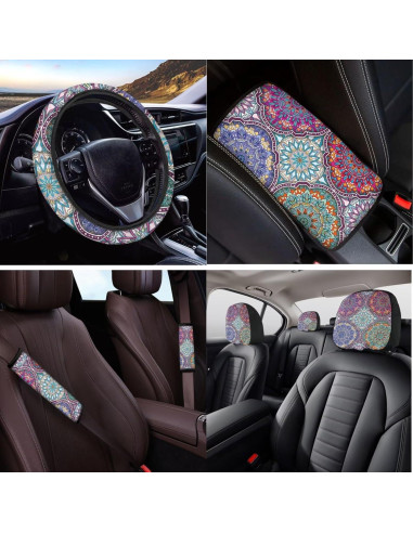 Juego Completo Fundas de Asiento de Coche DBBXHZJY Mandala 14 Pcs