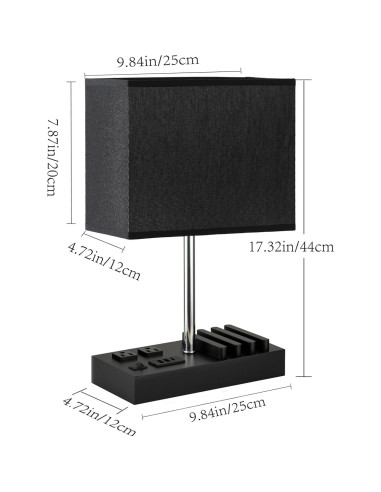 Lámpara de Mesa USB Briever L6009-2AC con 2 Salidas AC y 3 Puertos USB