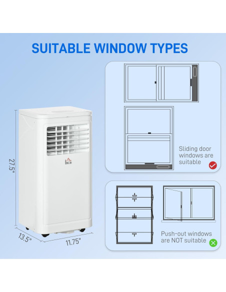 Aire Acondicionado Portátil HOMCOM 8000 BTU 3 en 1 Blanco