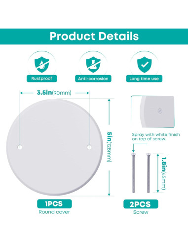 Placa de Cubierta de Techo Wuno Shop 12.7 cm Metal Blanca