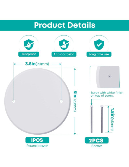 Placa de Cubierta de Techo Wuno Shop 12.7 cm Metal Blanca Placa de Cubierta de Techo Wuno Shop 12.7 cm Metal Blanca