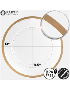 Platos Cargadores de Fiesta 33 cm Dorados - 4 Unidades Desechables 2