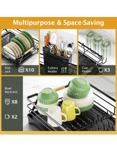 Escurridor de Platos Epicano Negro con Drenaje Automático 43.5x31cm 2