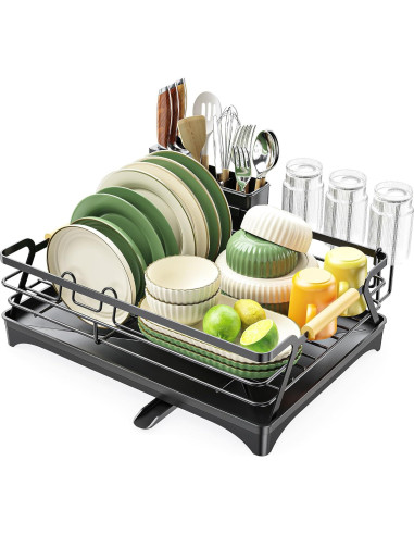 Escurridor de Platos Epicano Negro con Drenaje Automático 43.5x31cm