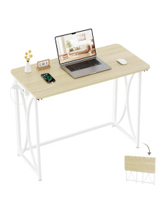 Mesa Plegable Beige COEZTT 31.5" con Toma de Corriente