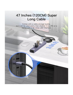 Hub USB 3.0 8-en-1 FORIDA con Ethernet Gigabit y 1.2m 2