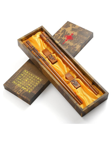 Palillos Reutilizables de Madera KAHACIYO - 2 Pares 23.5 cm