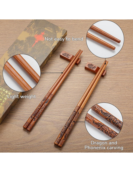 Palillos Reutilizables de Madera KAHACIYO - 2 Pares 23.5 cm