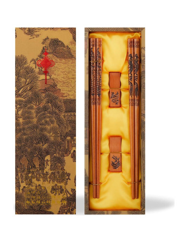 Palillos Reutilizables de Madera KAHACIYO - 2 Pares 23.5 cm