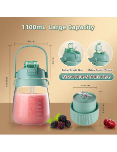 Licuadora Portátil HIFEASTS 1100ml Turbo USB-C Verde 2