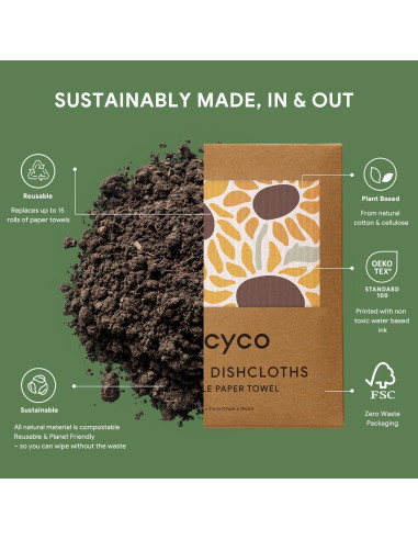 Paños de Cocina Suecos RECYCO | 6 Piezas Ecológicas 17.78x20.32 cm