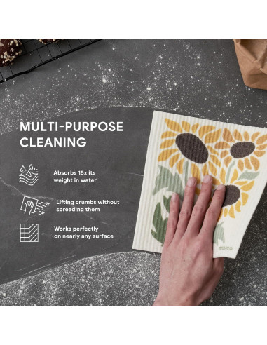 Paños de Cocina Suecos RECYCO | 6 Piezas Ecológicas 17.78x20.32 cm