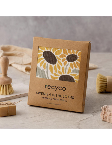 Paños de Cocina Suecos RECYCO | 6 Piezas Ecológicas 17.78x20.32 cm