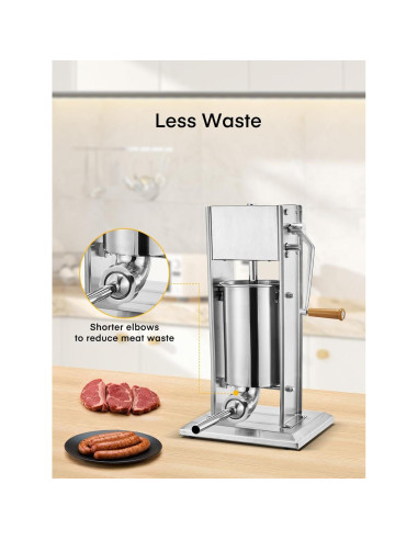 Embutidora Manual de Salchichas FOHERE 7LB (3L) Acero Inoxidable