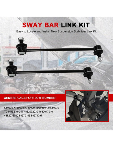 Kit de Enlace de Barra Estabilizadora GPMMWPG K80230 para Toyota Corolla 2003-2019