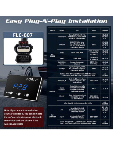 Controlador de Acelerador Electrónico MAIMEIMI 9 Modos para Dodge Jeep