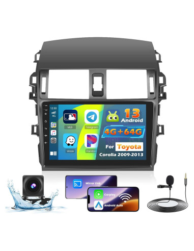Estéreo de coche Roinvou para Toyota Corolla 2009-2013 9" 4+64G