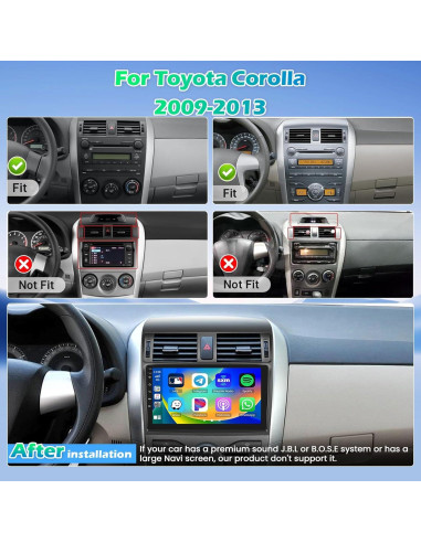 Estéreo de coche Roinvou para Toyota Corolla 2009-2013 9" 4+64G