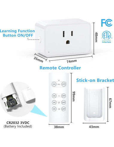 Enchufe Control Remoto G-Homa 30.48m 1875W 15A Programable