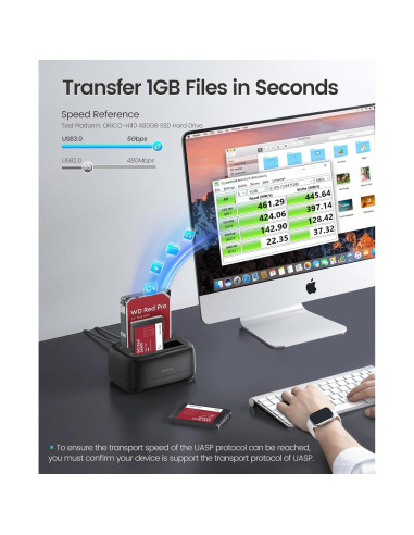 Estación de Acoplamiento ORICO DD28U3-C Doble Bahía USB 3.0